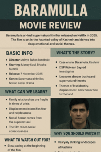Explore Baramulla (2025) – a haunting supernatural thriller set in Kashmir.